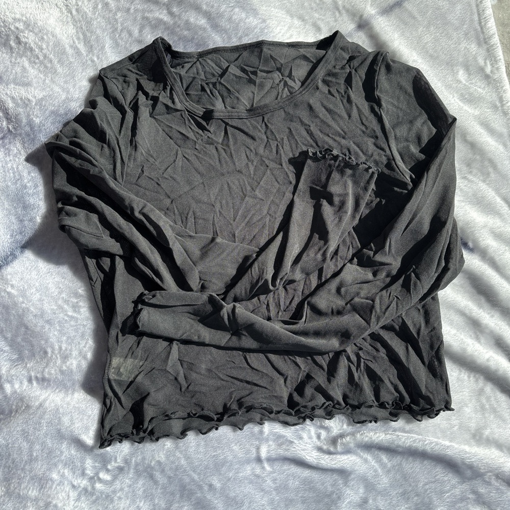 Mesh grey long sleeve crop shirt